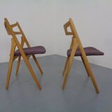CH 29 Sawbuck Chairs in Oak and Wool by Hans J. Wegner for Carl Hansen & Son, 1950s, Set of 2