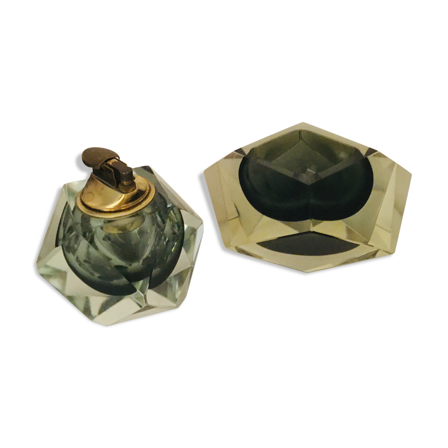 Murano Falvio Poli 1960s ashtray and lighter