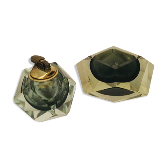 Murano Falvio Poli 1960s ashtray and lighter