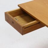 Height adjustable birch and brass partner desk 1960s