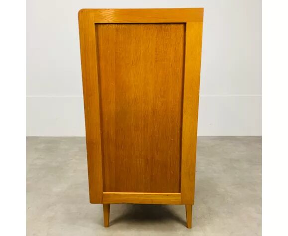 Chest of drawers chiffonnier feet compass 50s blond wood
