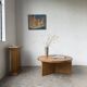 Table basse moderniste ronde en orme, années 50