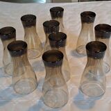 Set of 10 smoked glasses from the 60s/70s