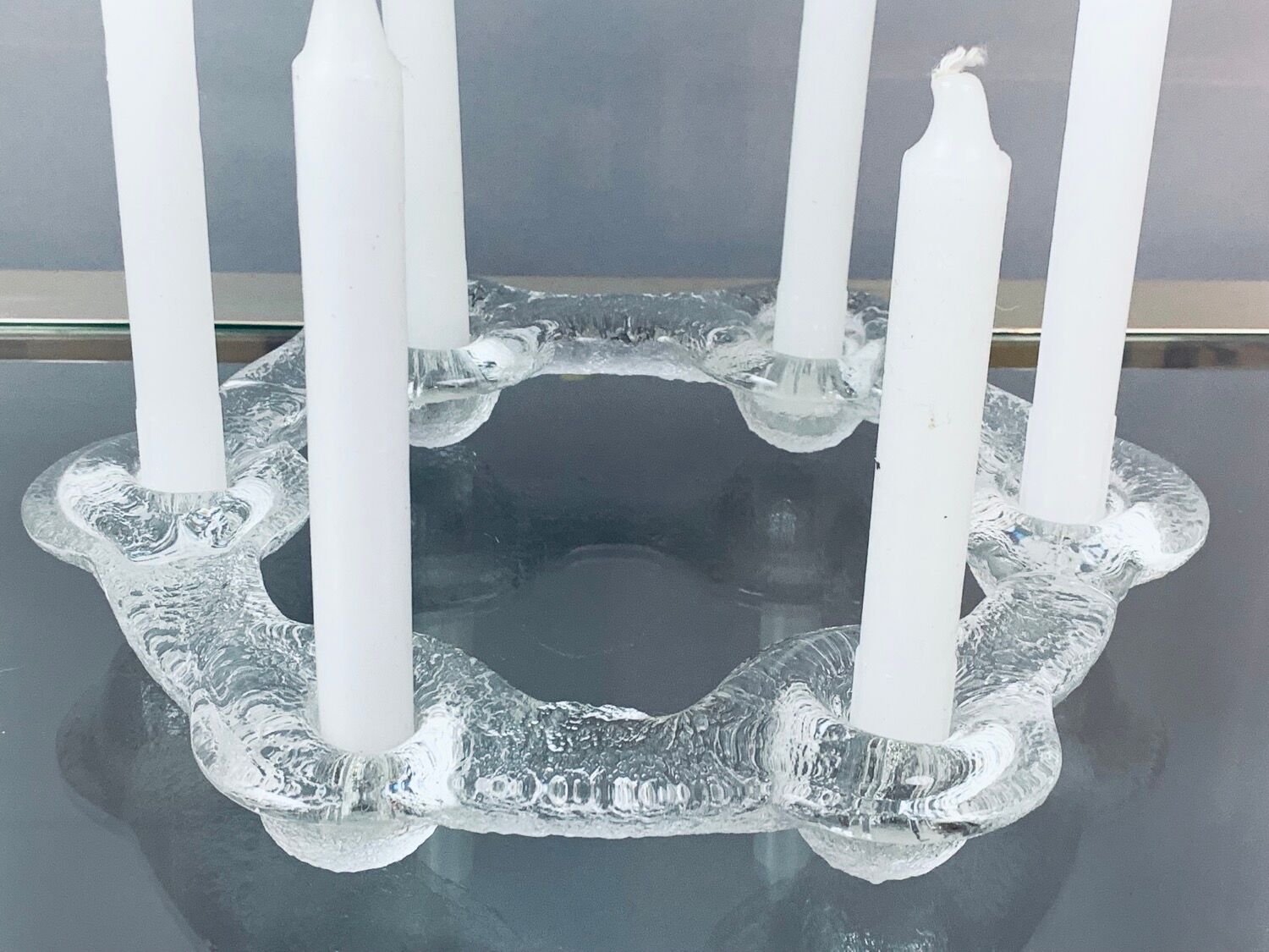 1970s Swedish Pukeberg Glass Candle Holder