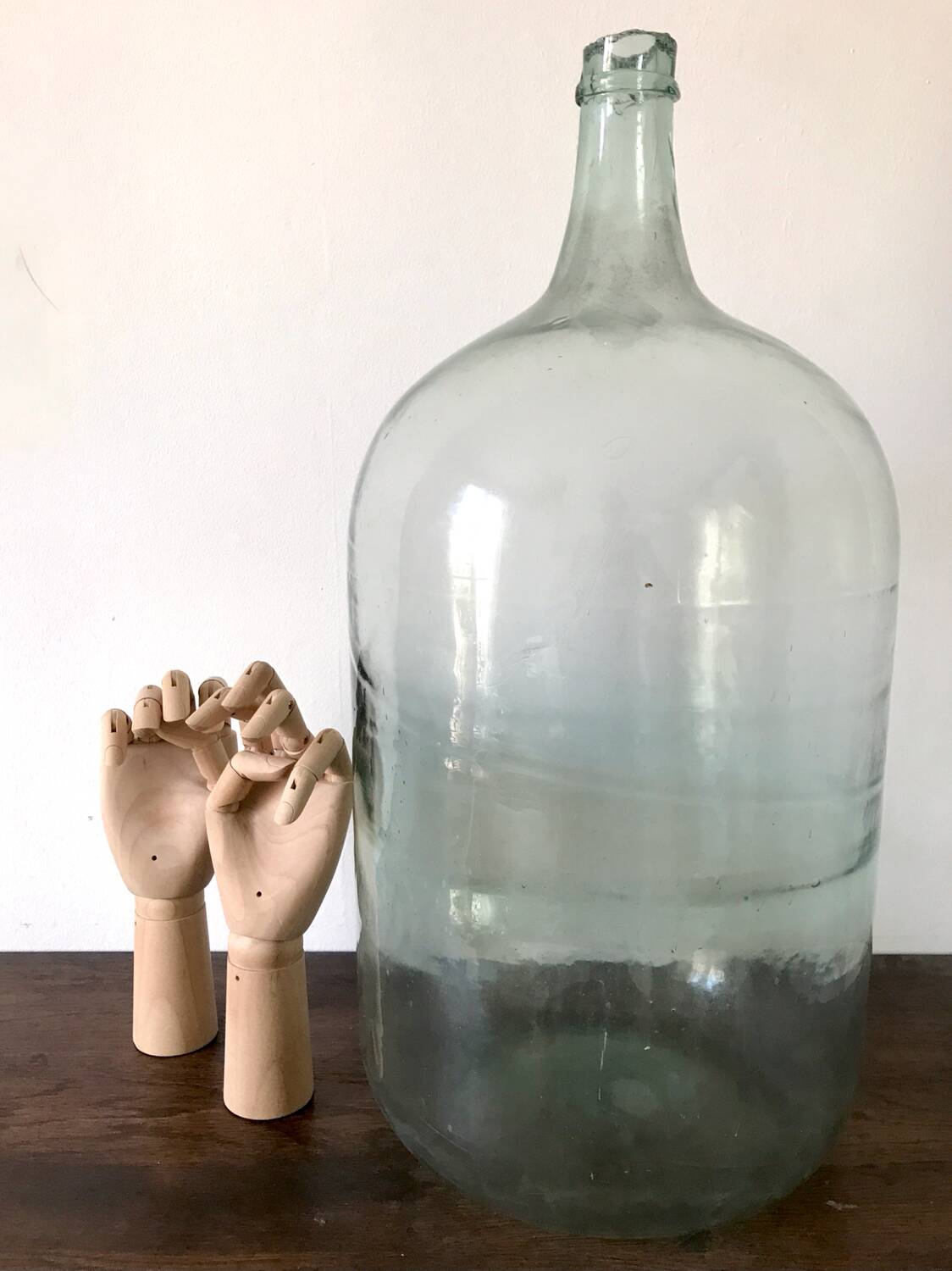Old demijohn 25L, transparent glass carboy