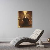 Tableau religieux ancien huile sur toile Saint en extase