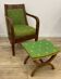 Fauteuil gondole acajou et son repose-pieds