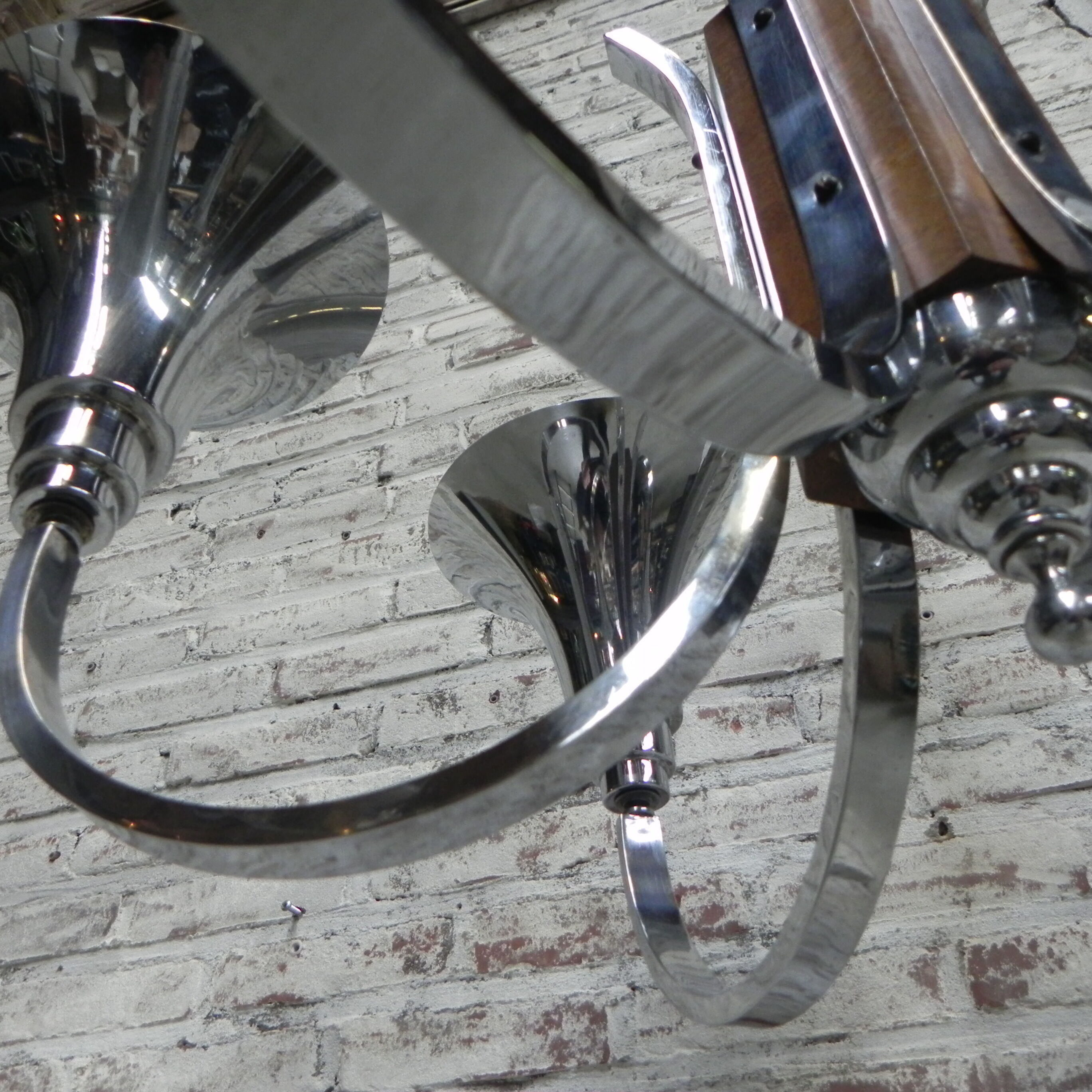 Art Deco hanging lamp with 6 chromed vials
