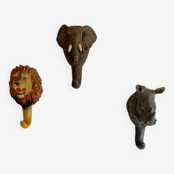 Set of 3 savannah animal hooks