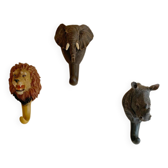 Set of 3 savannah animal hooks