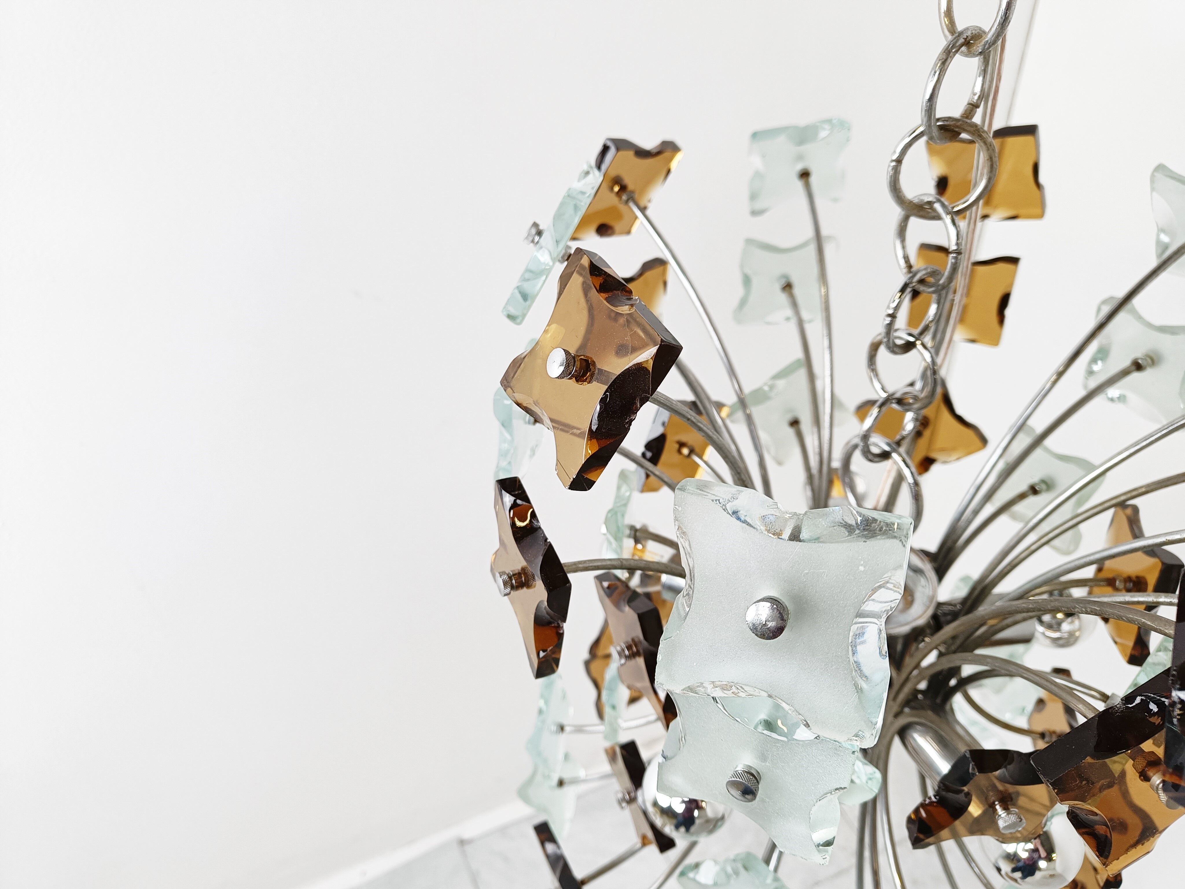 Mid century glass sputnik chandelier, 1970s