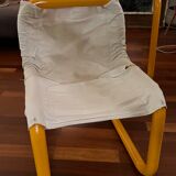 Bureau et chaise tubulaire jaune année 70's
