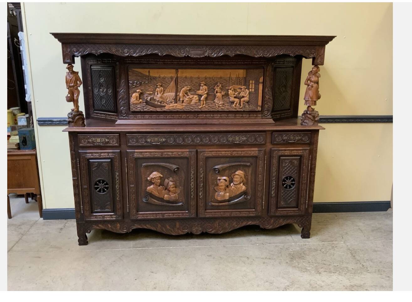 Antique monumental sideboard, credenza