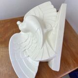 Cracked ceramic doves, signed Lejan