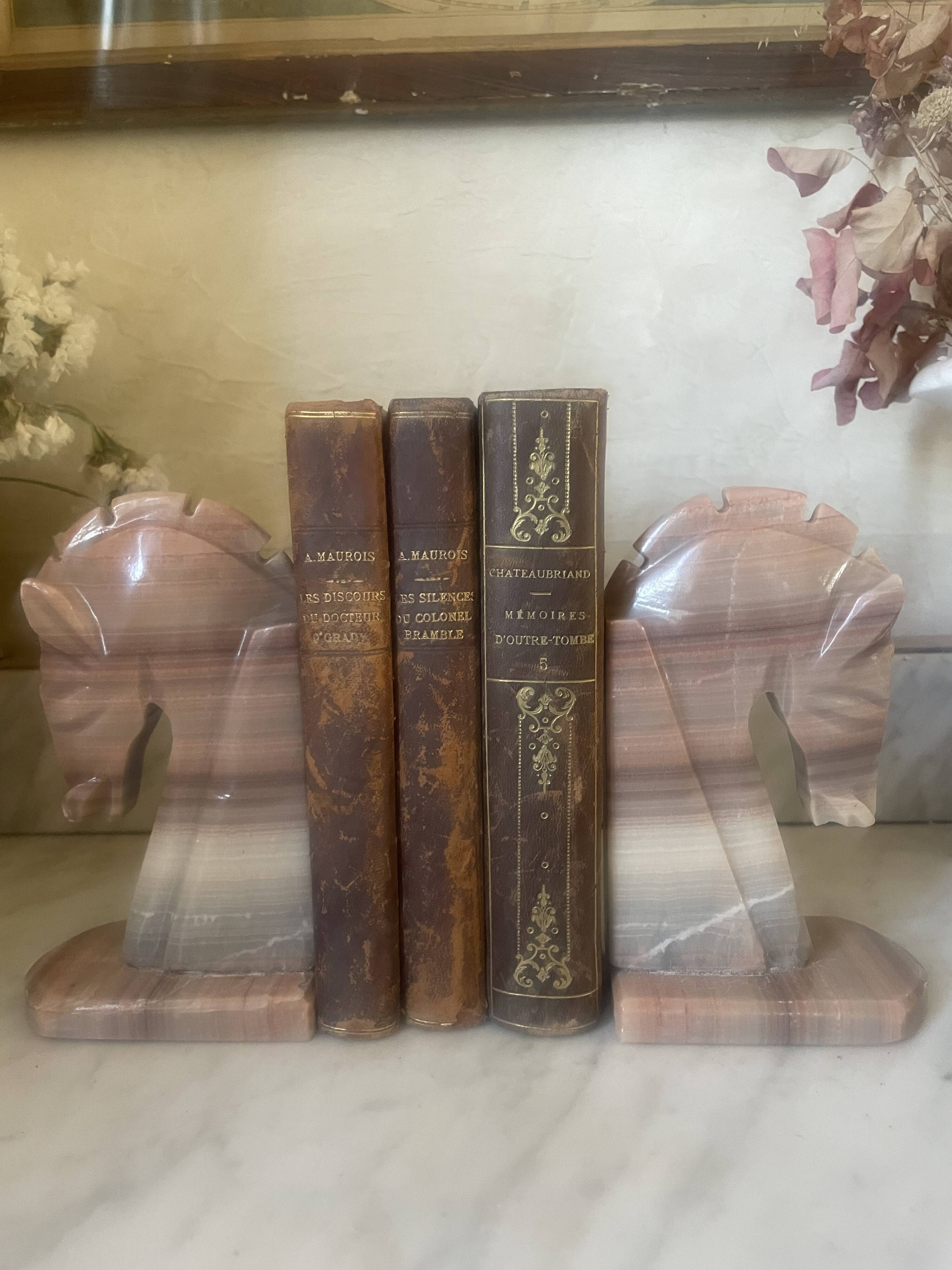 Vintage onyx horse head bookends
