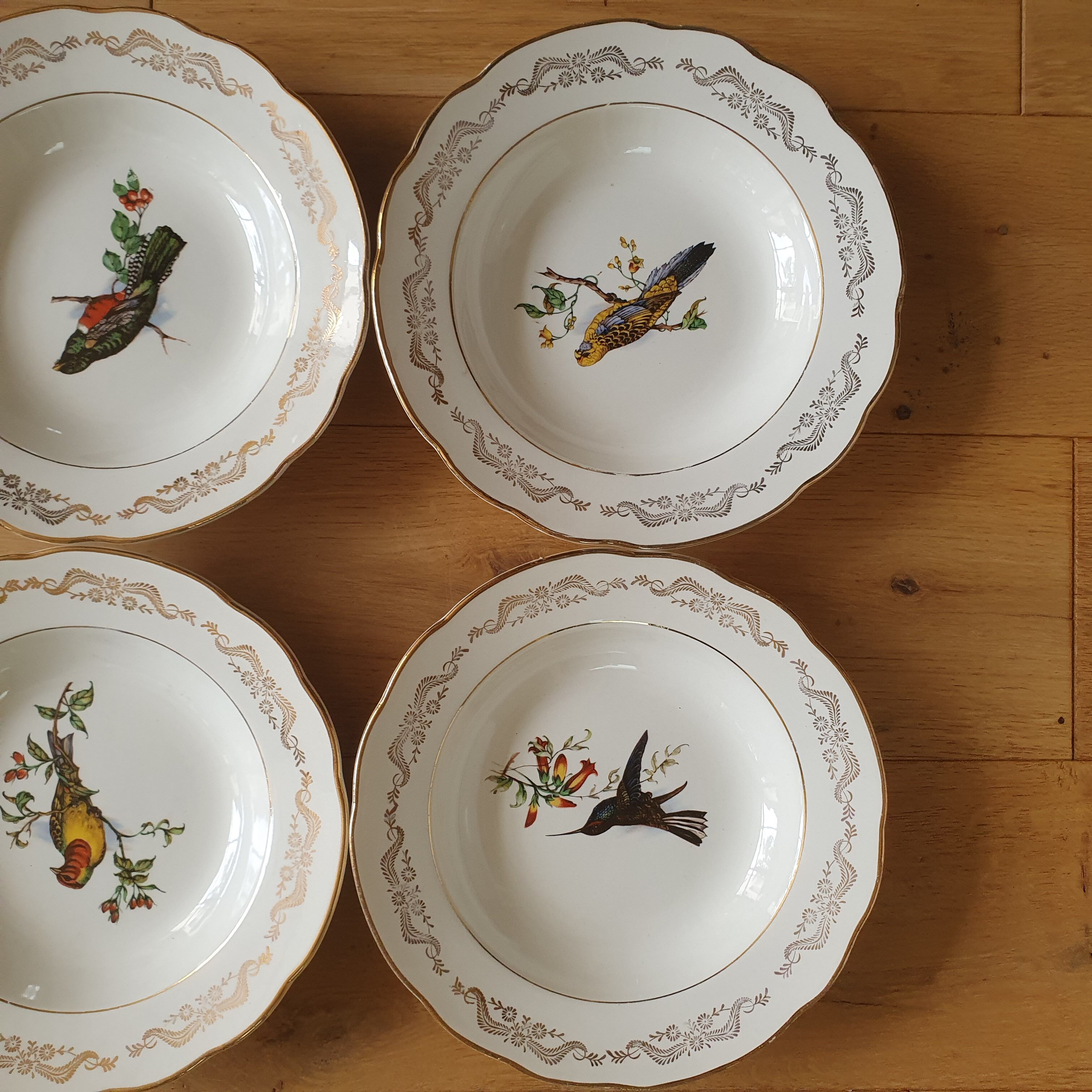 6 deep plates Gien Moineaux from Paris