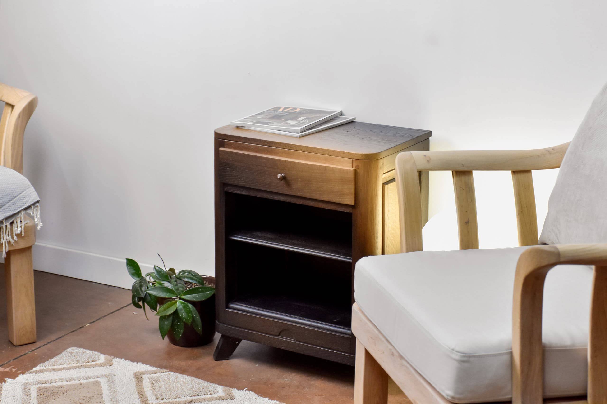 Revisited vintage chest of drawers / solid oak stained in gradient