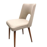 Beige Wool Shell Dining Chair by Lesniewski for Słupskie Fabryki Mebli, 1962