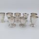 8 art deco eggcups in silver metal