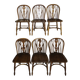 Mid century set of 6 solid oak lyre-back Windsor chairs, 1960s