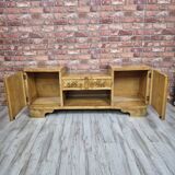 Rare Low Art Deco Blonde Burl TV Console Sideboard - 1930s Fully Restored