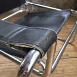 Bauhaus modernist leather chrome armchairs