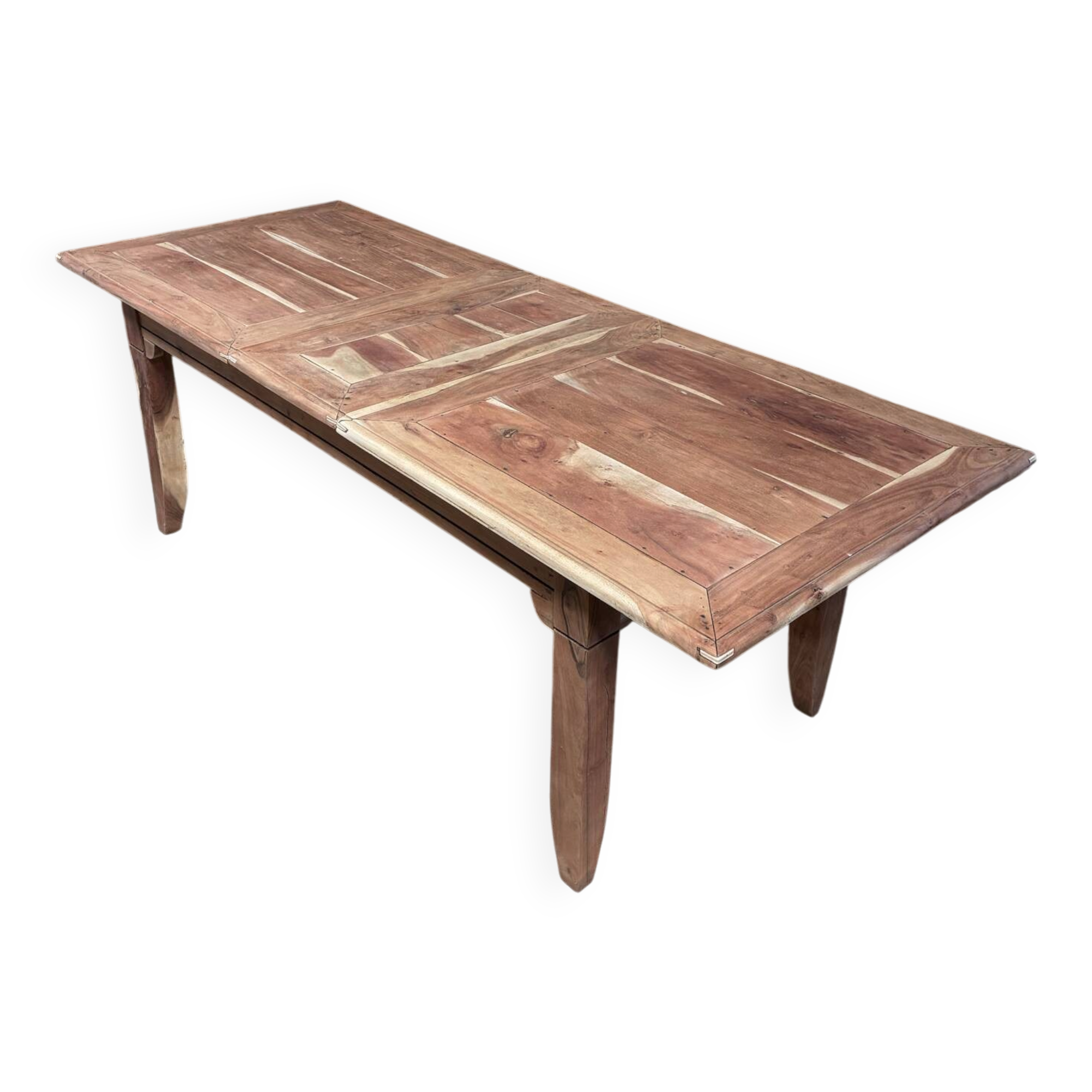 Exotic wood farmhouse table with extensions