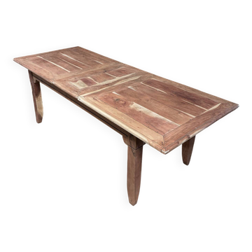 Table de ferme en bois exotique avec rallonges