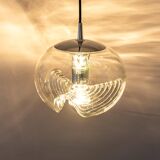 1 of 6 Large transparent glass pendant by Peill & Putzler, Germany, 1970s