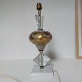 Hand-cut crystal and white marble lamp 57 cm