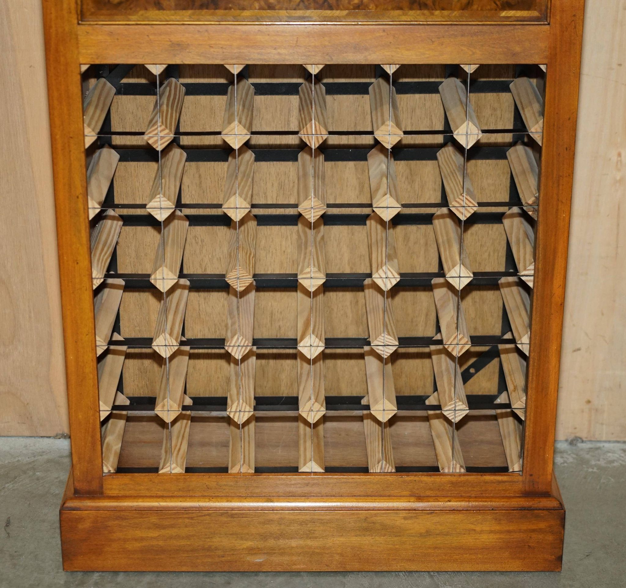 Flamed walnut sideboard for 36 bottles with drawer