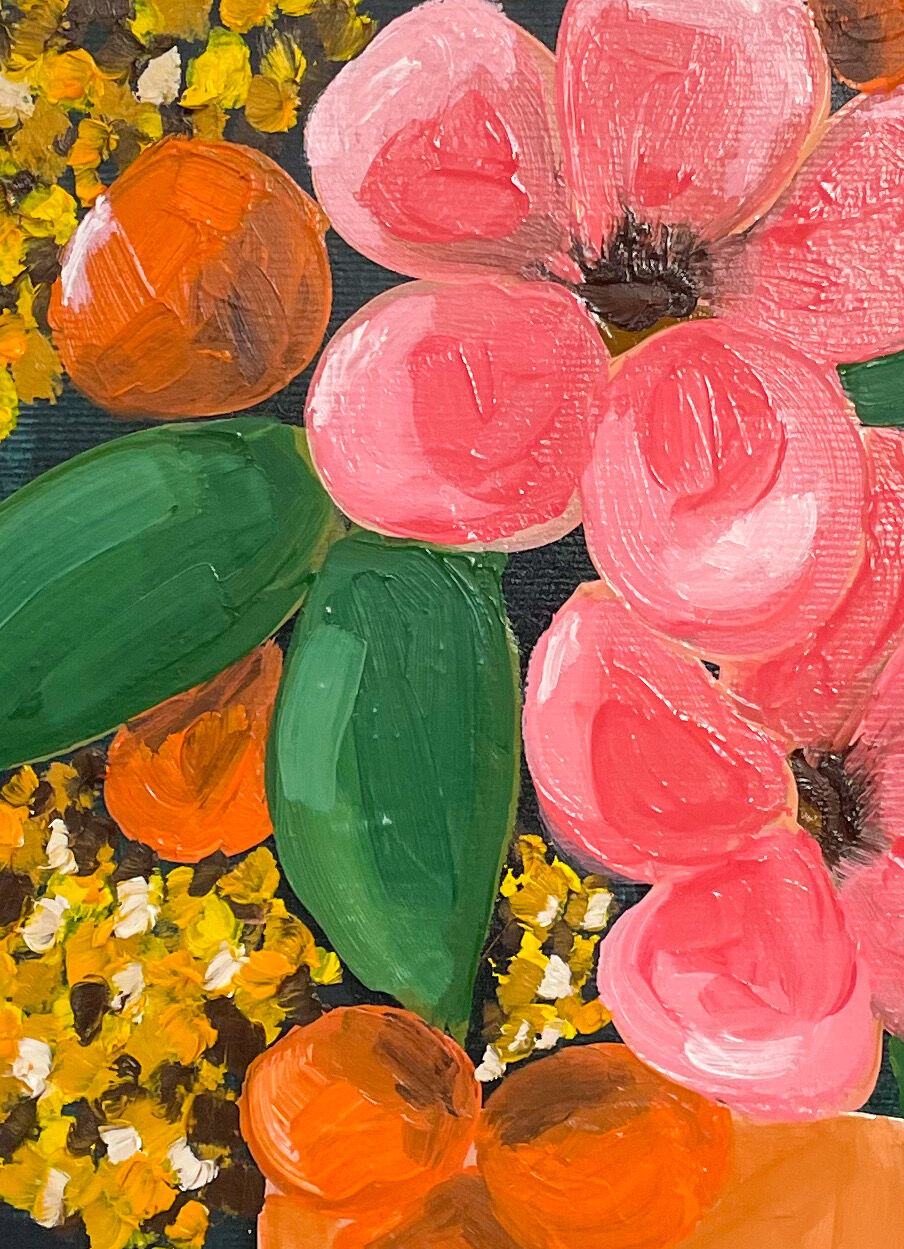 Pink and yellow vase painting