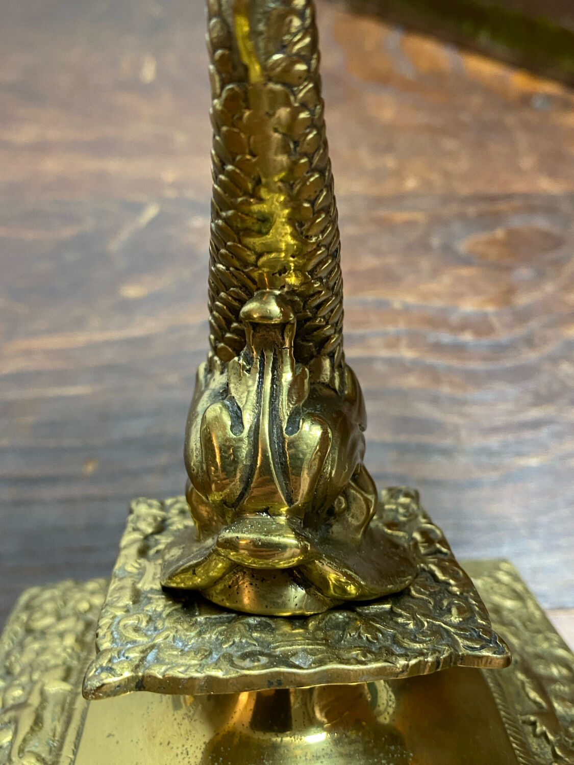 Bronze fish candlestick, late 19th century