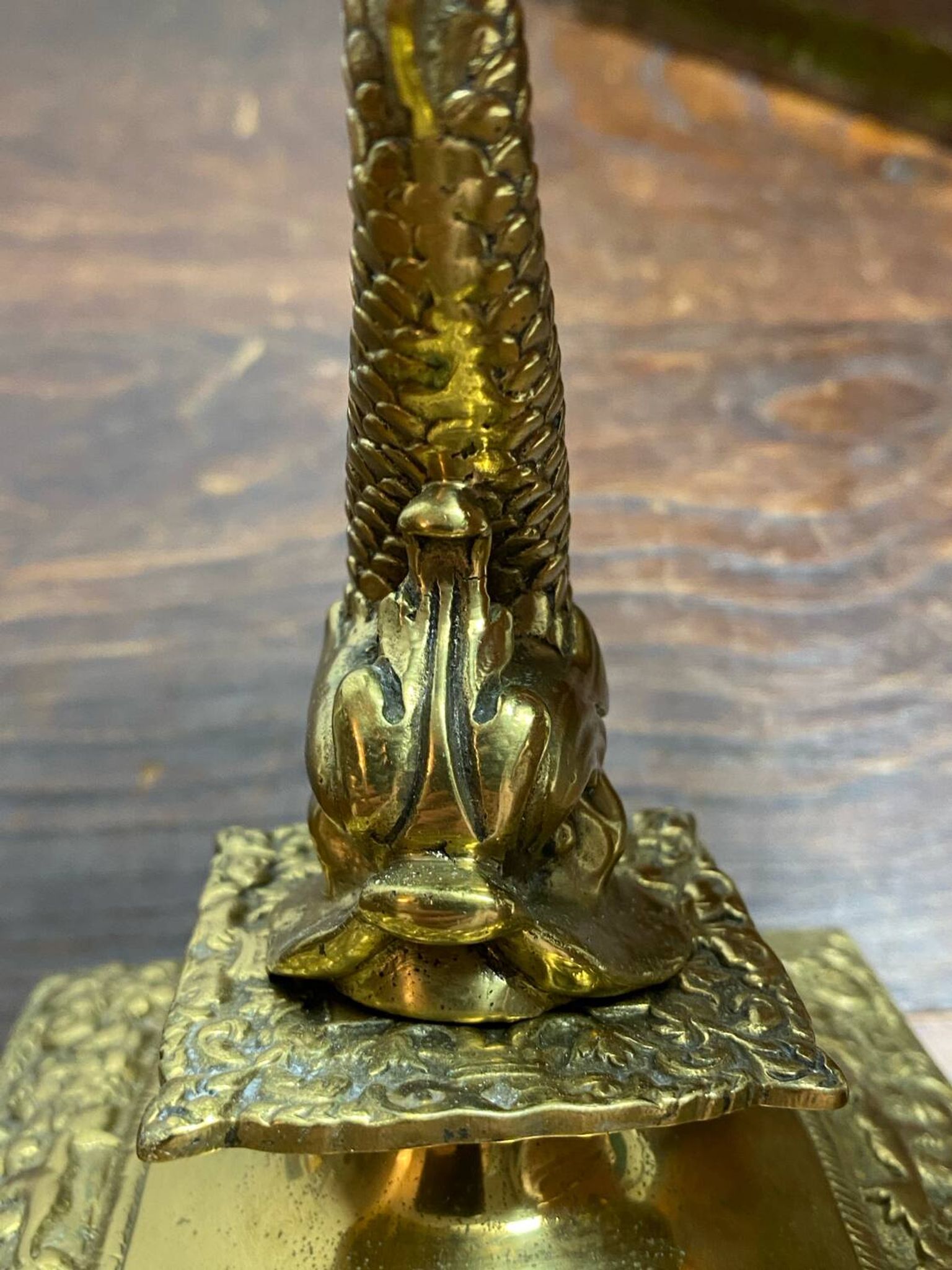 Bronze fish candlestick, late 19th century