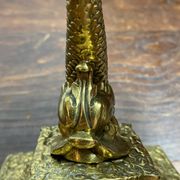 Bronze fish candlestick, late 19th century