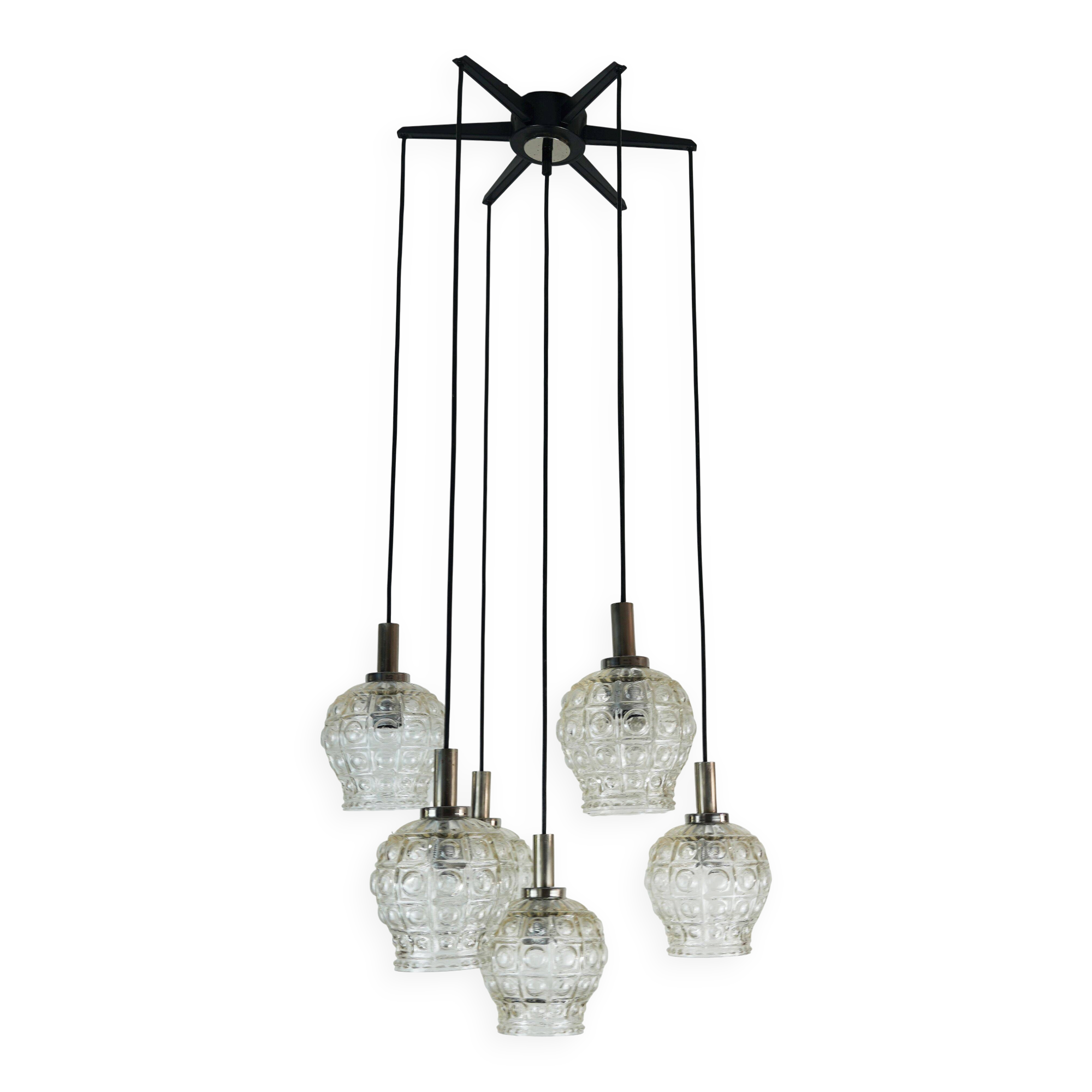 cascade PENDANT LIGHT - 7 shades - bubble glass and chrome - 1960/70s