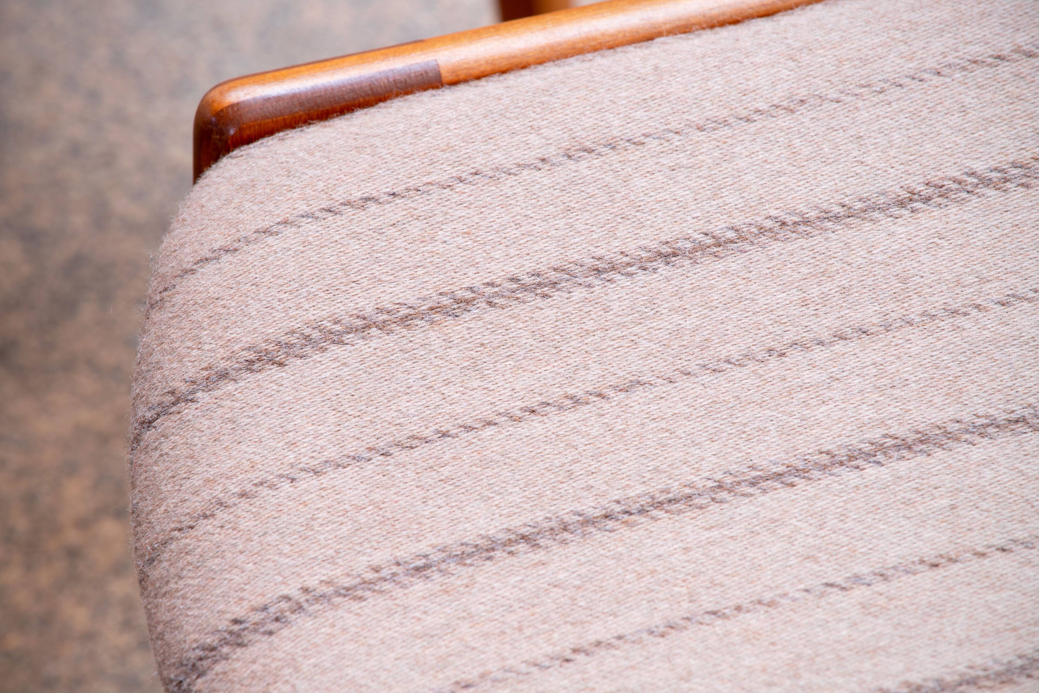 Set of 6 Scandinavian chairs vintage solid teak and wool 1960