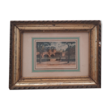 Antique engraving, framed, titled "Le Pont Neuf".