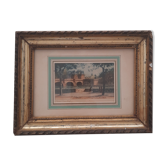 Antique engraving, framed, titled "Le Pont Neuf".