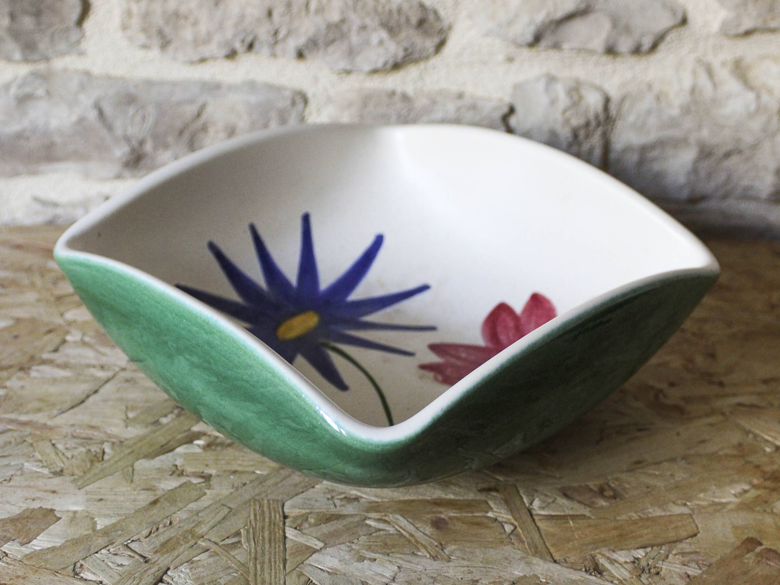 Green ceramic salad bowl Elchinger France