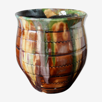 Cache-pot en céramique vernissée style provençal