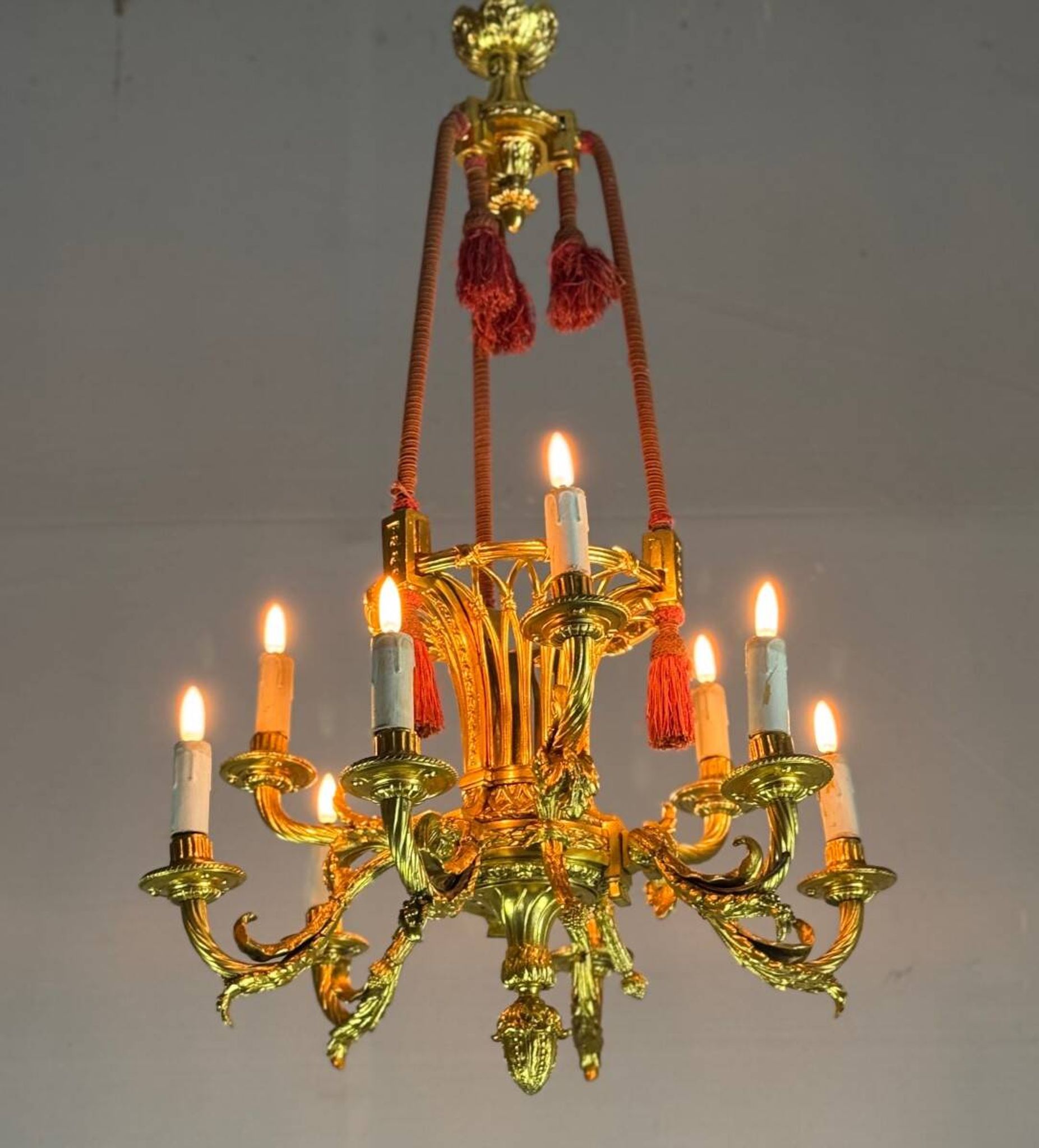 Louis XVI Style Basket Chandelier in Gilt Bronze Circa 1880