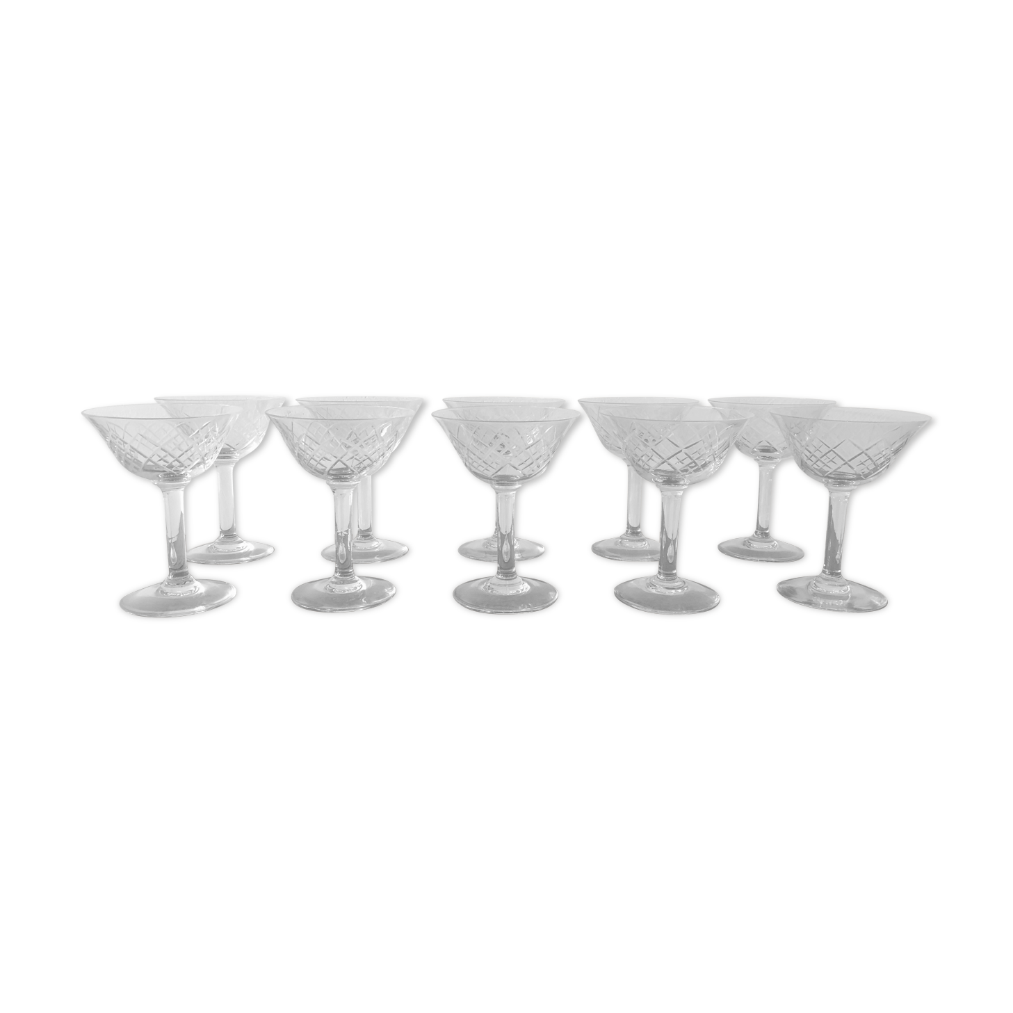 10 Silver crystal champagne glasses.