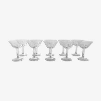 10 Silver crystal champagne glasses.