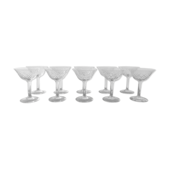10 Silver crystal champagne glasses.