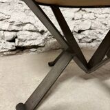 Vintage round ceramic and wrought iron coffee table