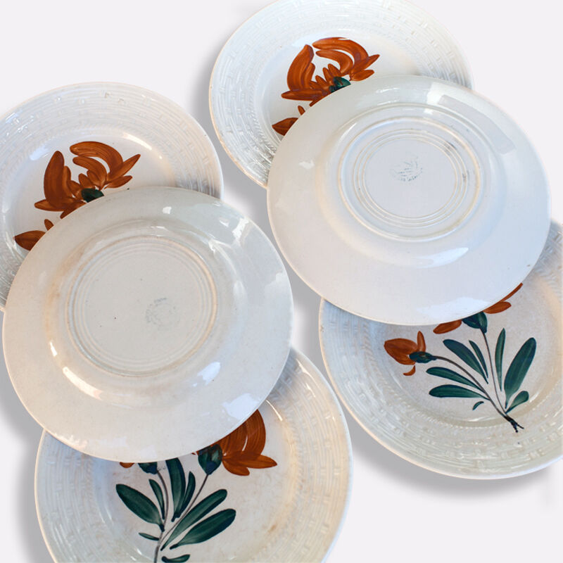6 old plates dessert pottery new Givors France