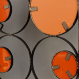 70s design, wrought iron, orange glass