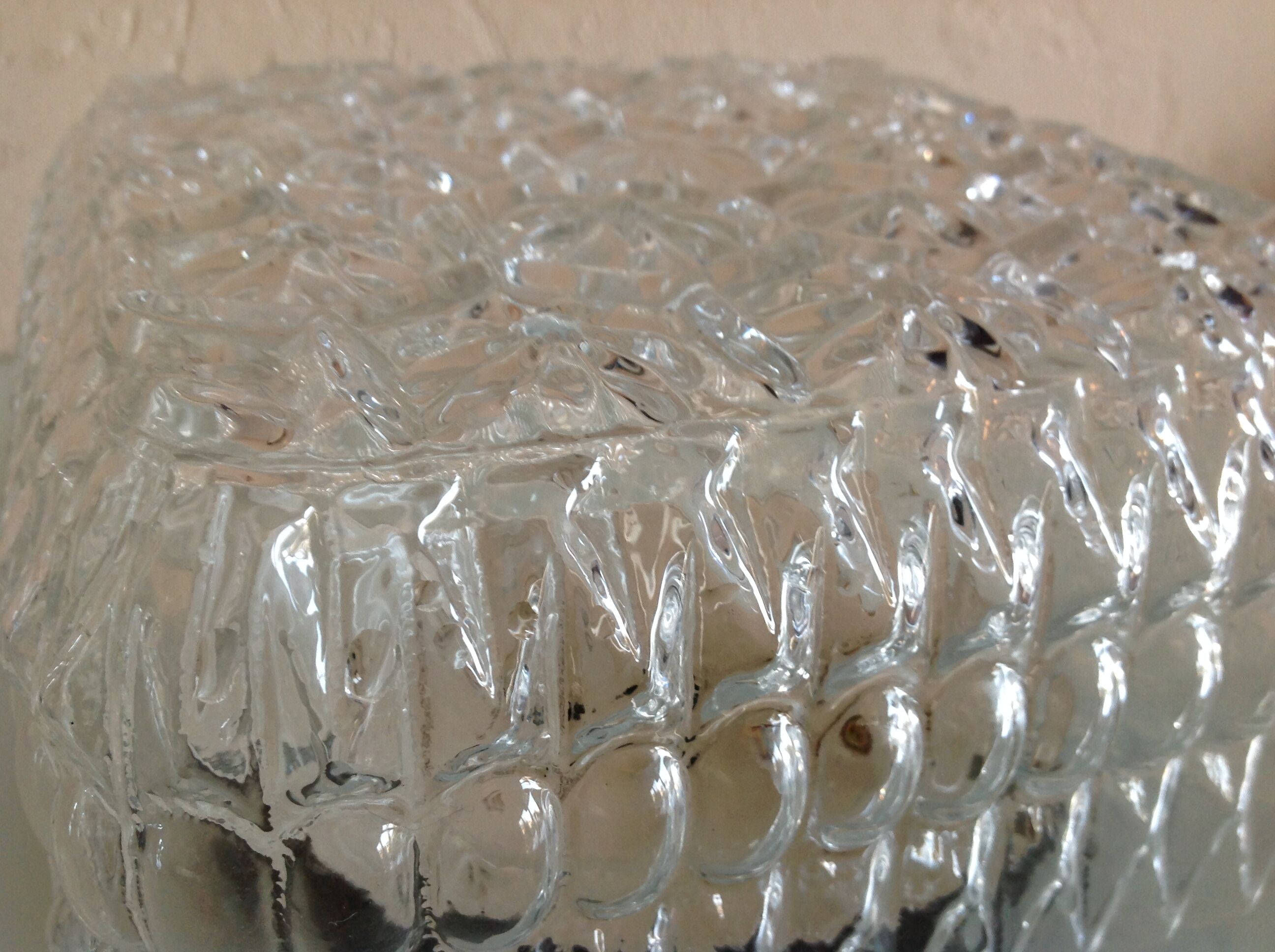 Structured /vintage square glass ceiling lamp 60s-70s