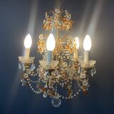 Two-tone crystal cage chandelier from the 1900s